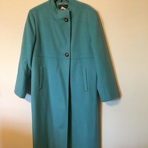 NWOT!! HARVE BENARD Women's Turquoise Stand Collar Wool Long Dress Coat Sz 14